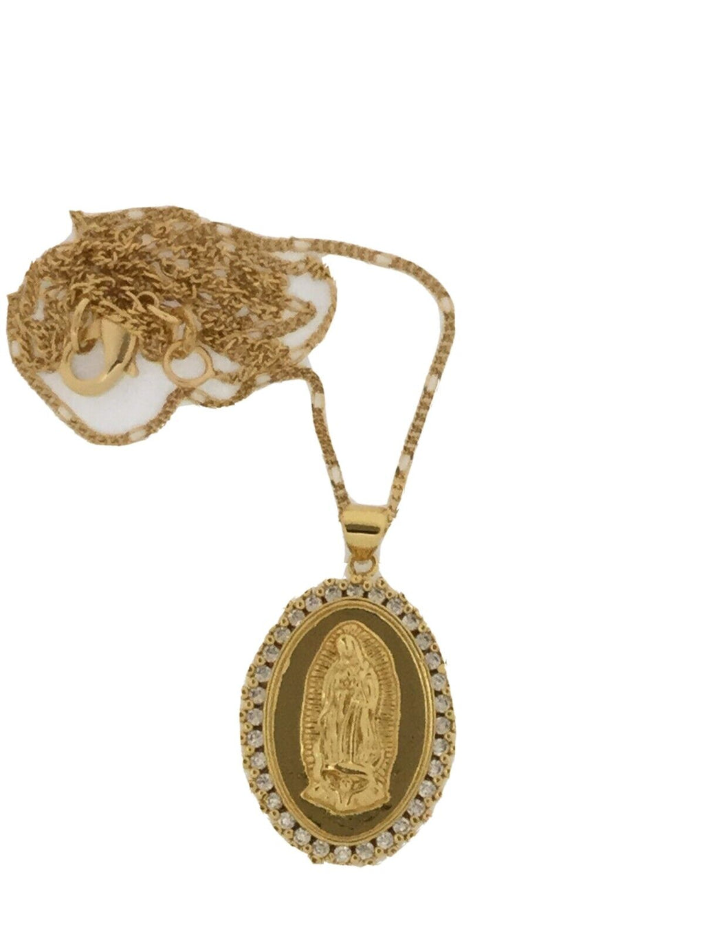 14k Gold Plated Virgen de Guadalupe Necklace Pendant Virgin Mary 20" Chain Jesus