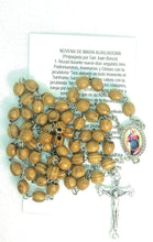  Olive Wood Rosary Beads Jerusalem Necklace Oval Catholic Mary Help of Christian