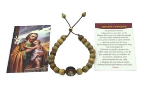 Catholic Saint St Joseph Bracelet Wooden Beads Mens Womens Pulserade San Jose 