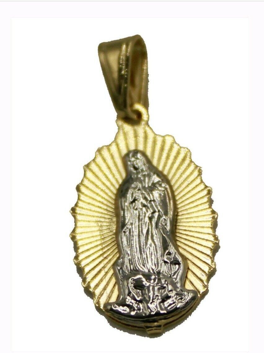 Virgen de Guadalupe Pendant 18k Gold Plated Medal with 20 Inch Chain México