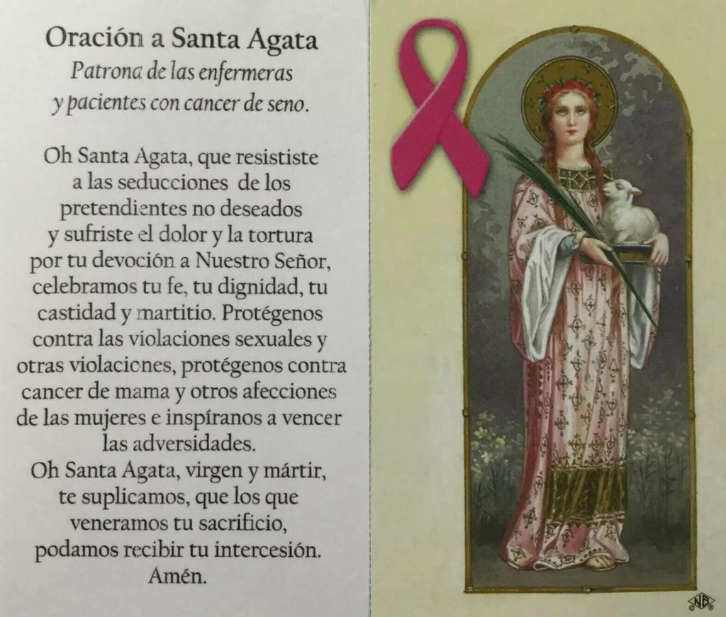 3 X Catholic Religious Medal Pendants Prayer Holy Card Saint Agatha Cancer Heal