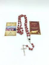 Catholic Red Rosary Beads Decorated Crucifixion  Holy Soil from Jerusalem Cruz