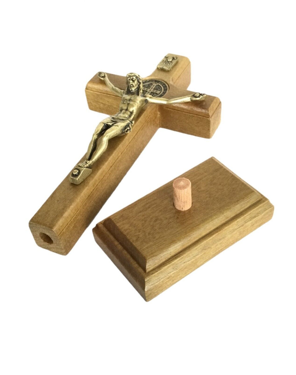 5.5" Wood Standing Table Wall Cross Crucifix Home Altar Shrine  Catholic Benito 