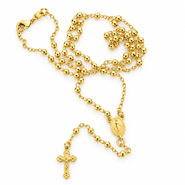 Virgen Milagrosa Rosario 18k Gold Plated Virgin Mary Rosary Necklace Cross 18"