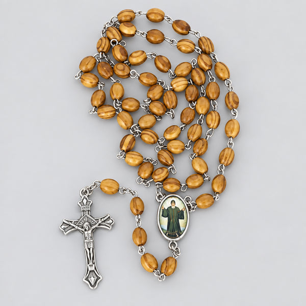 Saint Charbel Catholic Rosary olive wood Jerusalem San Charbel Rosario de madera