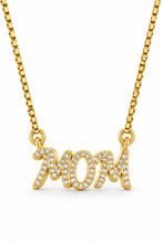 14k Gold Plated CZ Mom pendant charm necklace, Mother's day gift,  Mama 