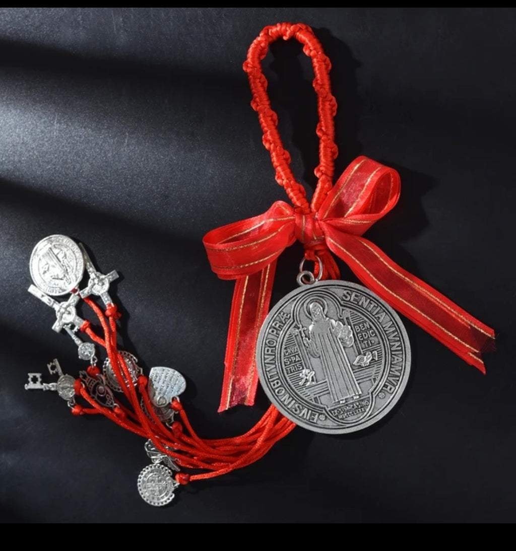 Saint Benedict Red Door Ornament and Home Blessing Medal