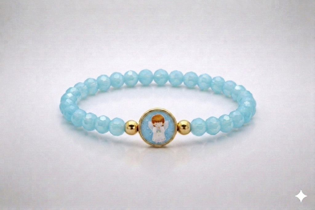 Baby Angel Boy Blue children’s bracelet close-up