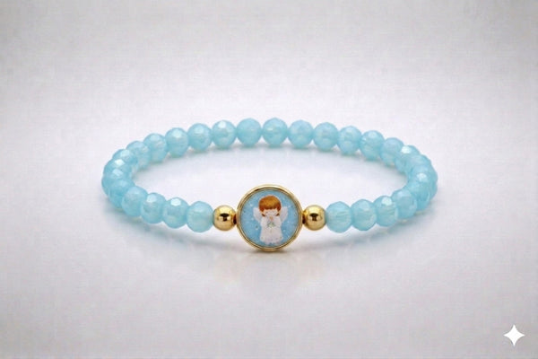 Baby Angel Boy Blue children’s bracelet close-up