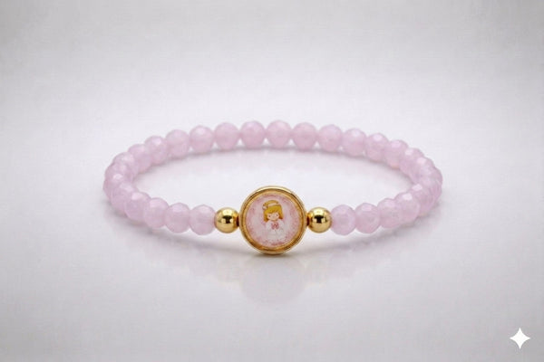 Baby Angel Girl Pink children’s bracelet close-up