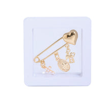 Pearl cross heart baby blessing pin in presentation gift box
