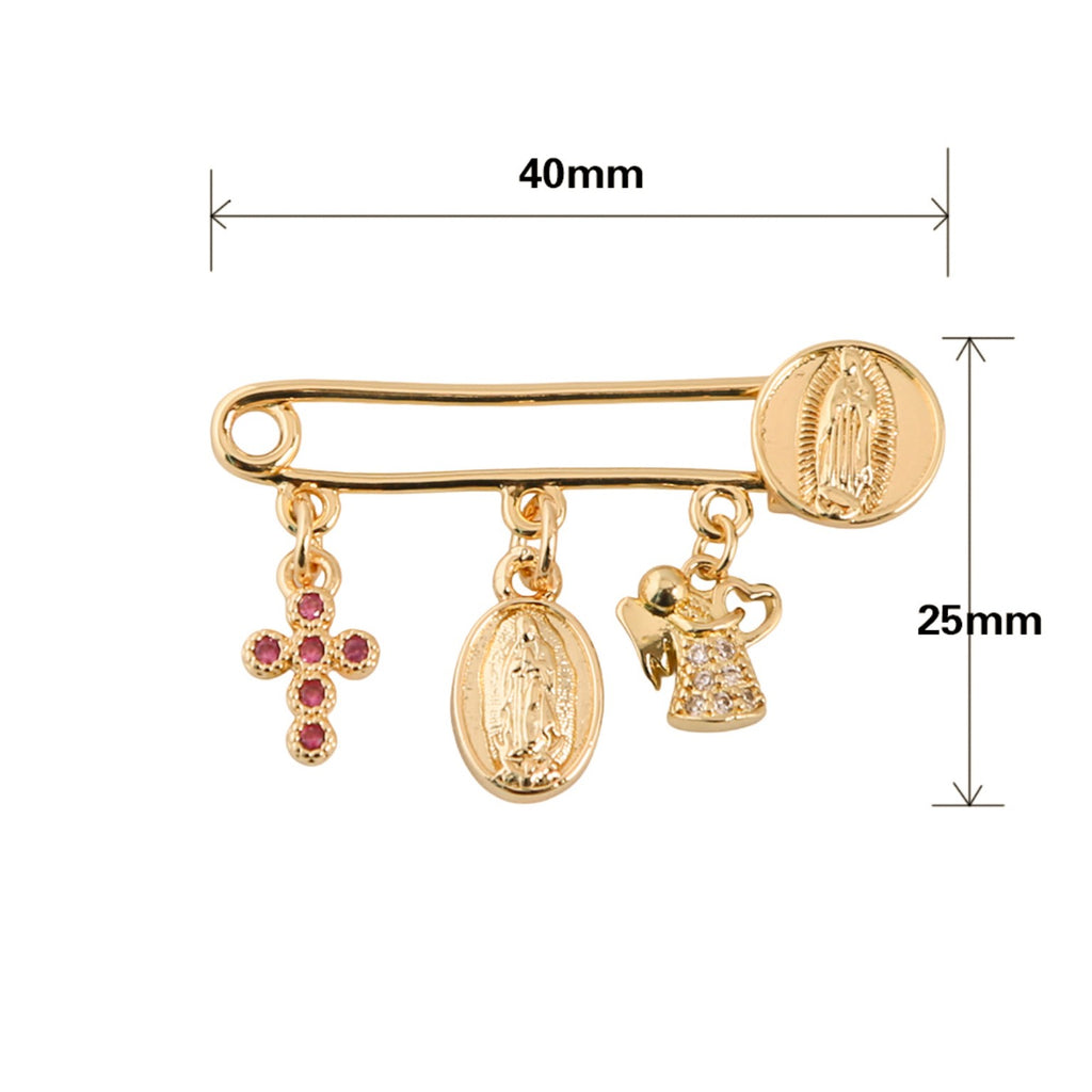 Pink cross baby blessing pin dimensions 40 by 25 mm