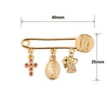 Pink cross baby blessing pin dimensions 40 by 25 mm