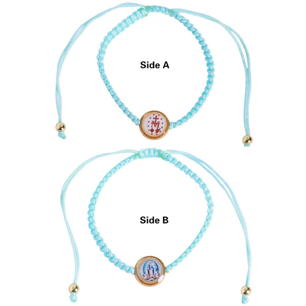 Baby blue macramé cord bracelet, front and back