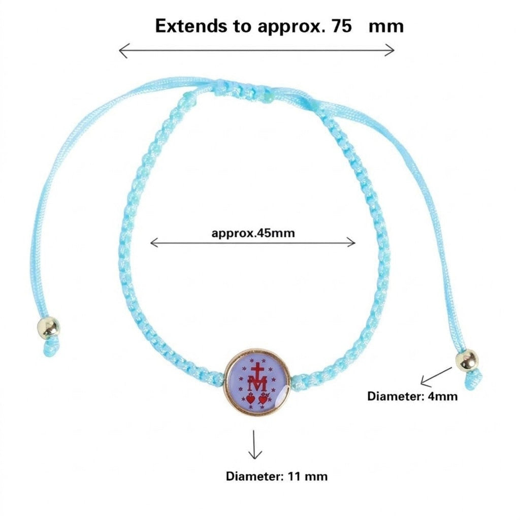 Baby blue macramé cord bracelet measurements