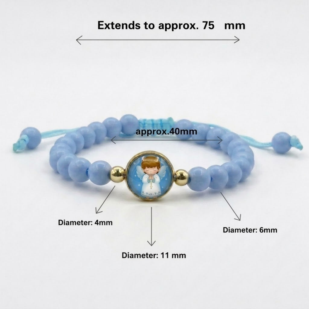 Baby boy angel blue children's bracelet dimensions