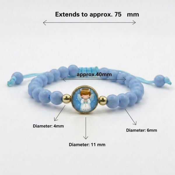 Baby boy angel blue children's bracelet dimensions