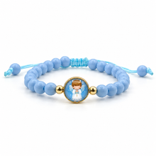 Baby boy angel blue children's adjustable bracelet with molded 6 mm beads