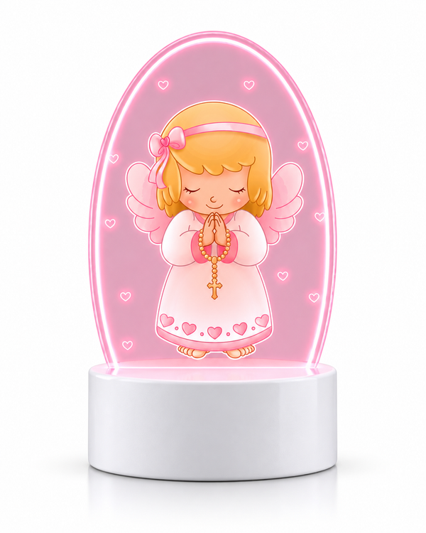 Baby Girl Angel Pink 3D LED night light on white background