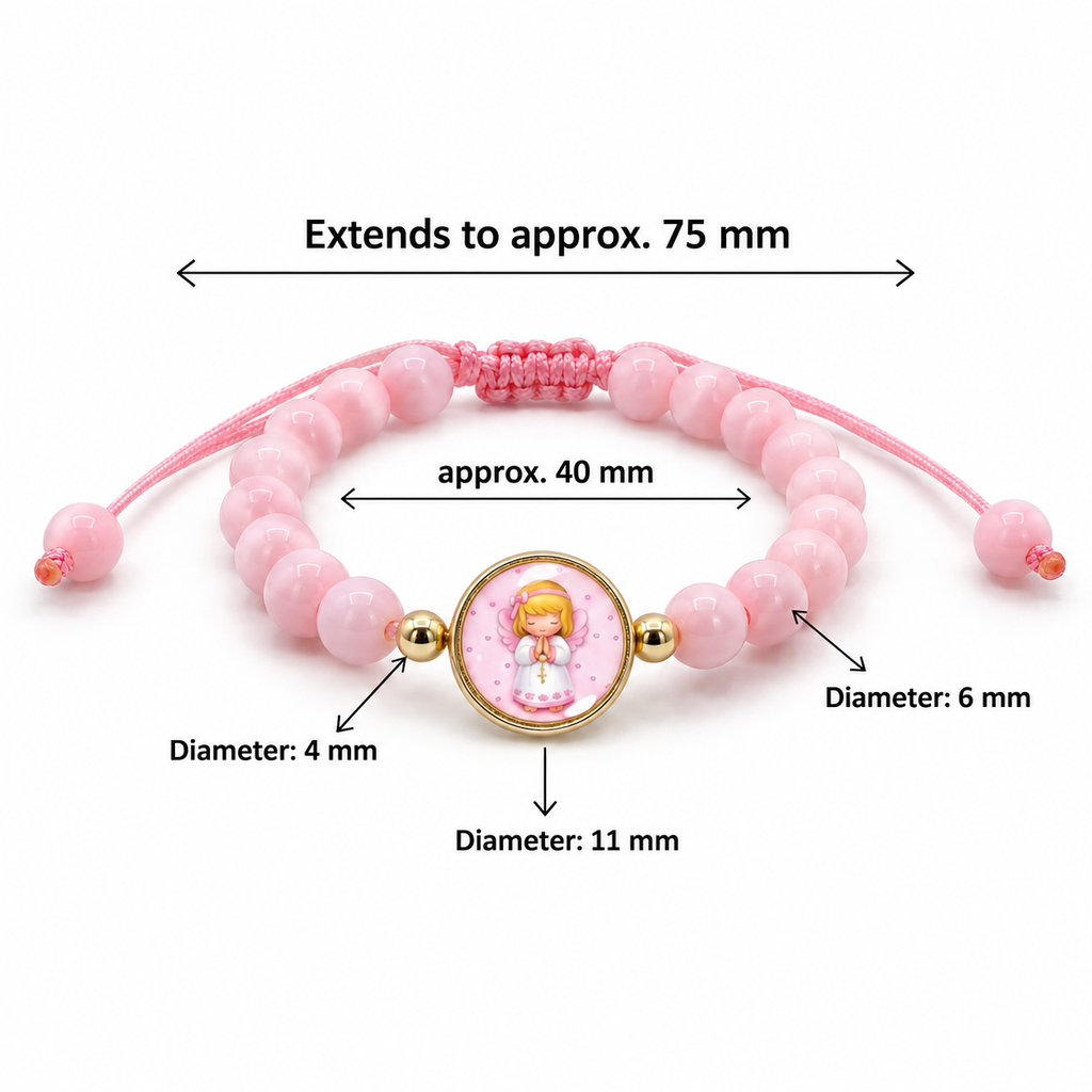 Baby girl angel pink children's bracelet dimensions