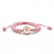 Baby girl angel pink children's adjustable bracelet with molded 6 mm beads