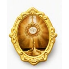 Gold-tone Blessed Sacrament / Santísimo Sacramento lapel pin