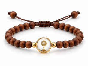 Blessed Sacrament Eucharistic monstrance wooden bead adjustable brown cord bracelet