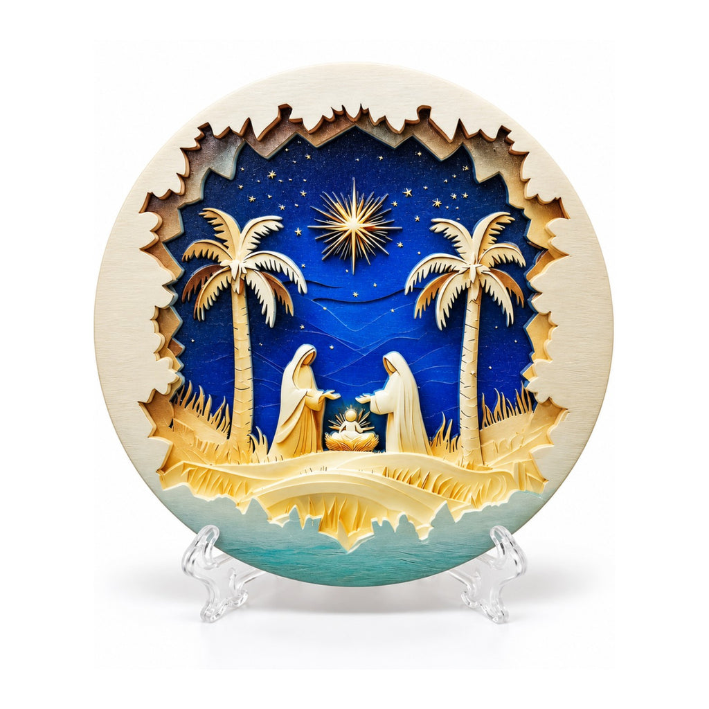 Nativity Star of Bethlehem Christmas Plaque – 4 Inch Wall Hanging & Tabletop – item 319-76847B