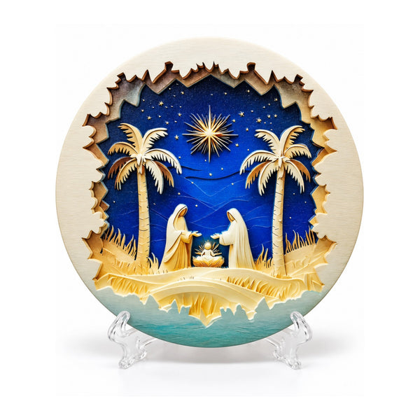 Nativity Star of Bethlehem Christmas Plaque – 4 Inch Wall Hanging & Tabletop – item 319-76847B