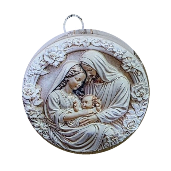 Holy Family Embrace Christmas Plaque – 4 Inch Wall Hanging & Tabletop – item 319-76847C
