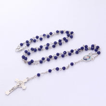 18-inch blue crystal Dr. José Gregorio Hernández rosary with Saint Benedict crucifix