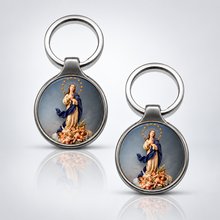 Immaculate Conception Catholic silver-tone keychain, main product photo without dimensions