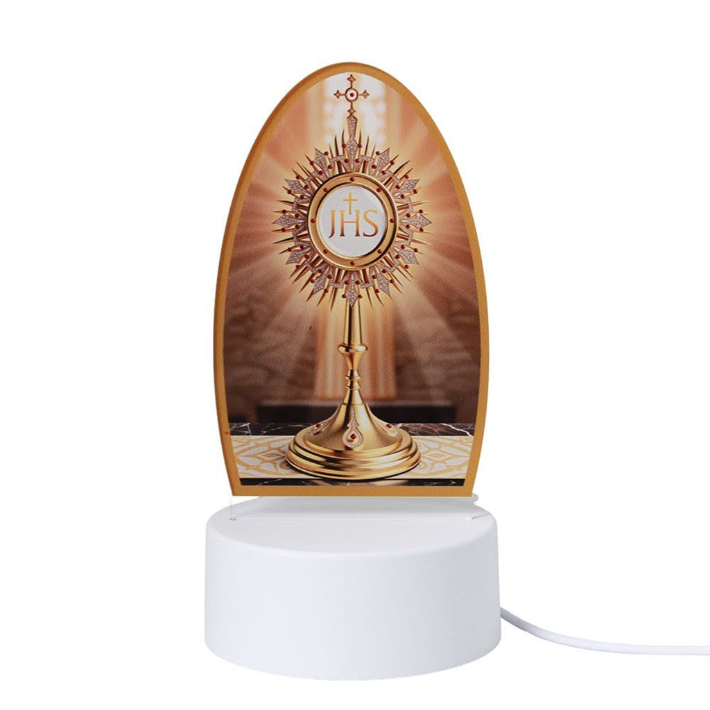 Holy Eucharist Monstrance 3D LED night light with white illuminated base