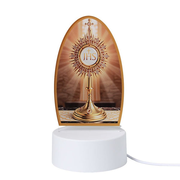 Holy Eucharist Monstrance 3D LED night light with white illuminated base