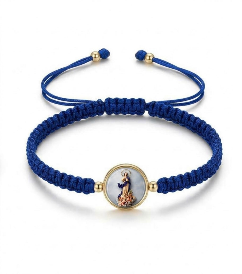 Our Lady of the Immaculate Conception blue woven cord bracelet