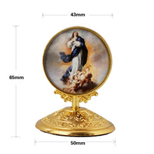 Tabletop plaque dimensions: height 65 mm, oval frame width 43 mm, base width 50 mm