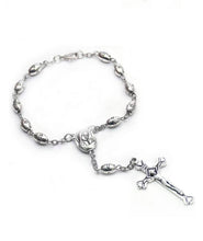 Silver-tone Jerusalem medal car rosary with cross beads and crucifix
