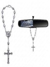 Jerusalem soil medal Virgin Mary and Child metal car rosary