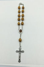 Olive wood oval bead Holy Land soil auto rosary with crucifix