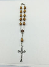 Jerusalem medal olive wood car rosary full view