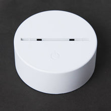 White LED night light display base with acrylic insert slot and power button