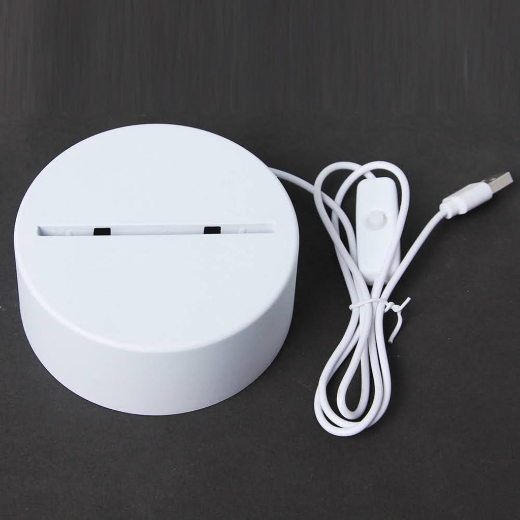 White LED night light base with USB power cable