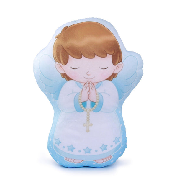 Blue Prayer Angel Mini Saints plush pillow - front view