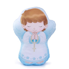 Blue Prayer Angel Mini Saints plush pillow - front view