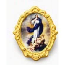 Gold-tone Our Lady of Lourdes / Virgen de Lourdes lapel pin