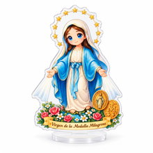 Our Lady of Grace children's style acrylic standee on white — Virgen de la Medalla Milagrosa infantil