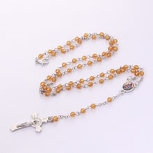 18-inch Our Lady of Guadalupe amber crystal rosary with Saint Benedict crucifix