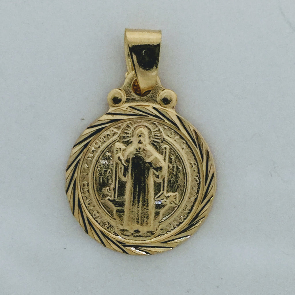 Saint Benedict Gold-Tone Medal Necklace – 16 in Chain | San Benito