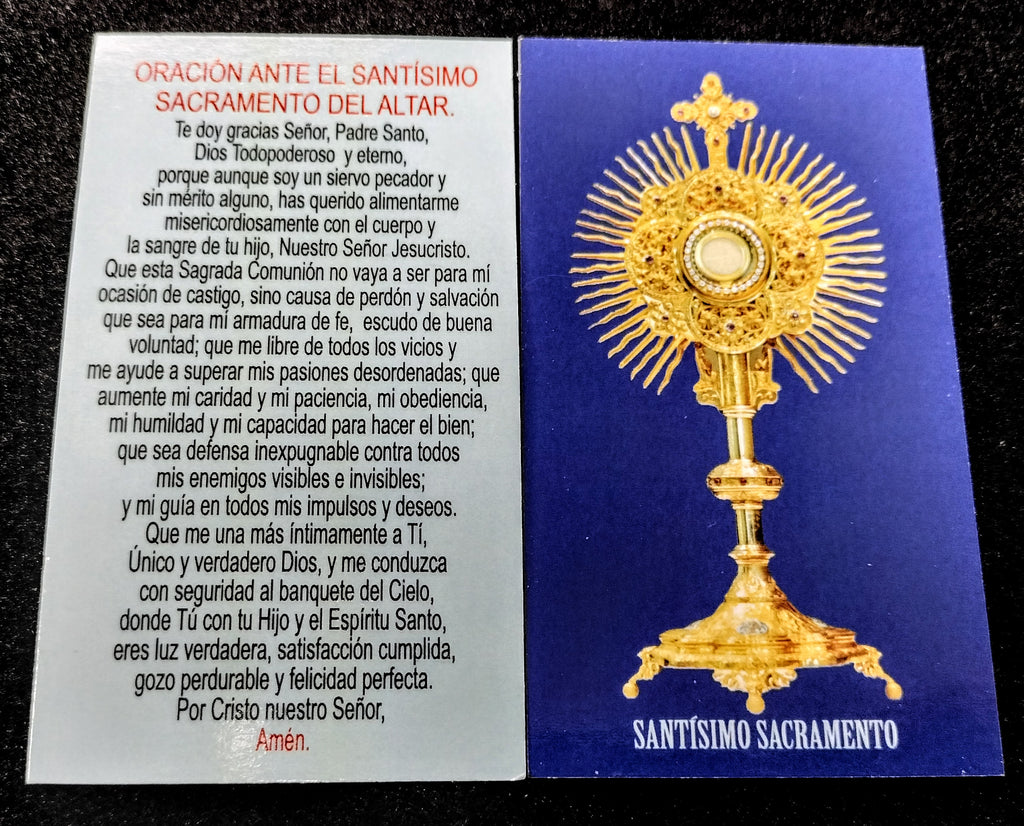 Eucharistic Adoration Spanish Prayer Cards, Pack of 100 | Estampas Adoración Eucarística