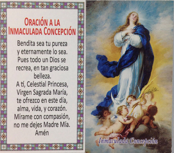 100 estampitas de la Virgen de la inmaculada Concepción,Our Lady of Immaculate conception Spanish Prayer Cards 100 2"x3.5"